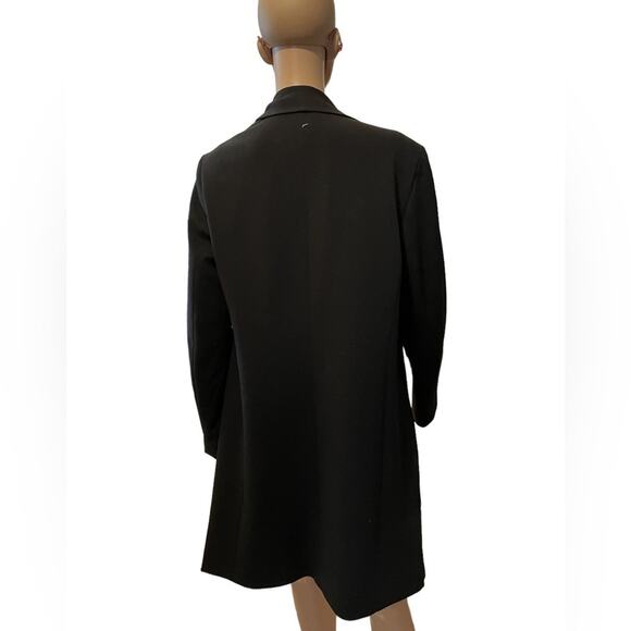 Ann Klein black long sleeve drape collar open x long trench blazer size large - Picture 4 of 12